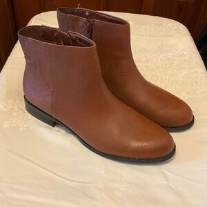 Women’s Comfortview Shyla Pebbled Leather Ankle Boots Size 10M Cognac.New/no tag